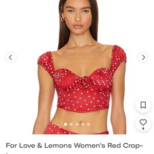 For Love And Lemons Red Polka Dot Crop Top